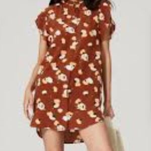 Equipment Floral Mini Dress in‎ Rust and Cream